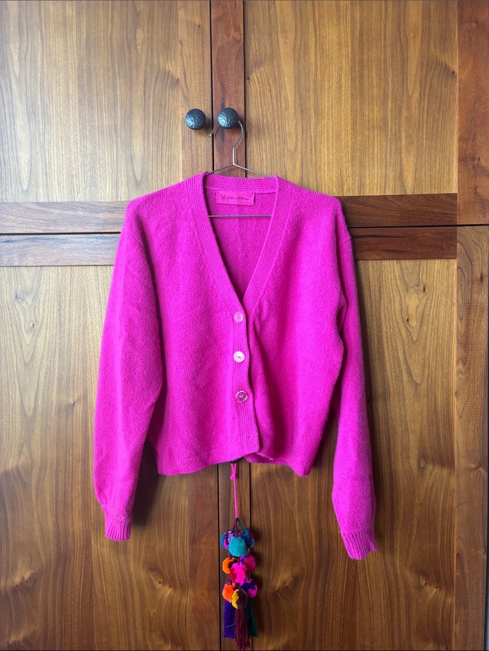The Elder Statesman Bright Pink V-Neck cashmere Cardigan
